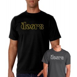 Camiseta de The Doors para hombre en color negro absoluto con logo psicodelico tradicional