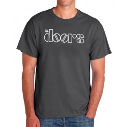 Mens The Doors shirt in charcoal graphite grey with vintage rock aesthetic