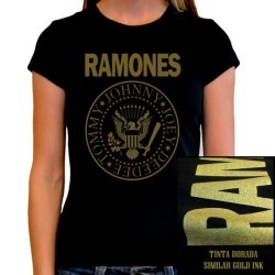 Camiseta mujer Ramones dorada