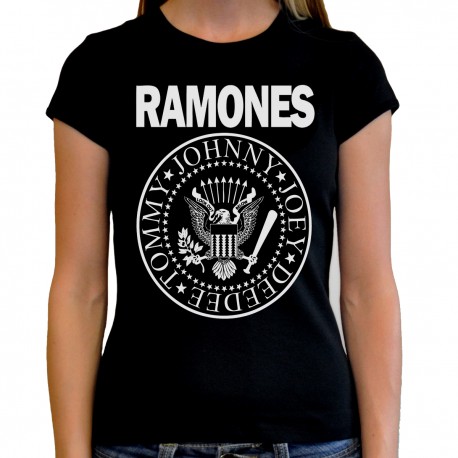 Camiseta Ramones mujer negra con logo clásico punk rock