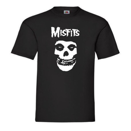 Camiseta negra Misfits clasica con logotipo de calavera para hombre - Made4Rock