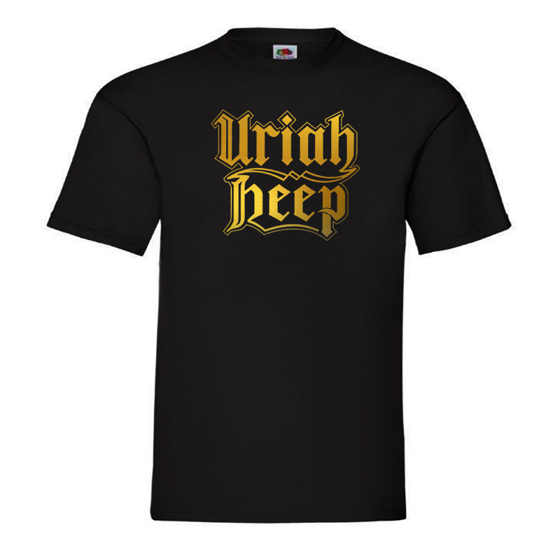 Men's Uriah Heep t-shirt in black color featuring the classic gold logo