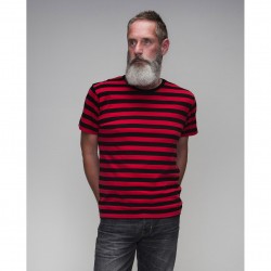 Camiseta hombre de rayas rojas estilo retro y casual