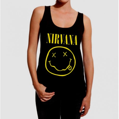 Camiseta de tirantes Nirvana para mujer con diseño clásico de la banda – Grunge