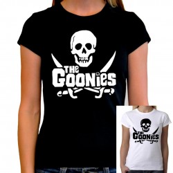 Camiseta The Goonies mujer blanca y negra algodón estampado película retro